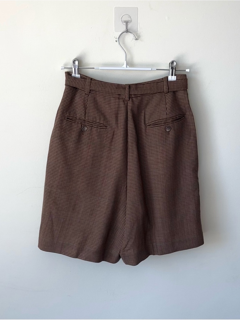 Vintage Ralph Lauren Blue Label 100% Wool Houndstooth Shorts Sz 10 Pleated MiUSA - Picture 12 of 16